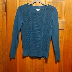 💙 Talbots green cable knit sweater petite